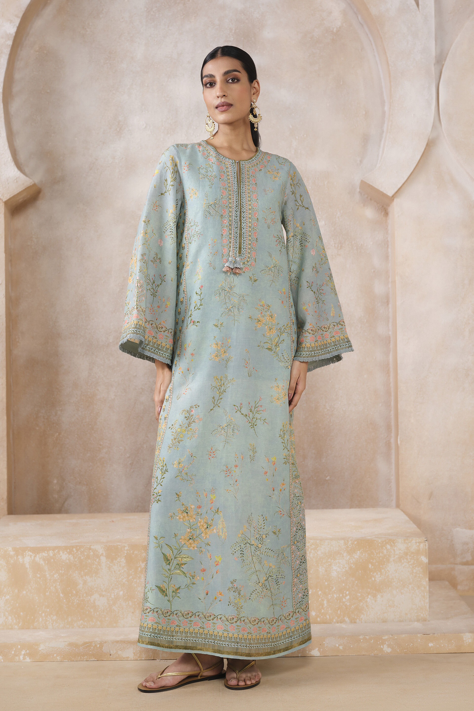 Ardith Linen Kaftan - Blue